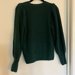 Forest green puff sleeve knit sweater